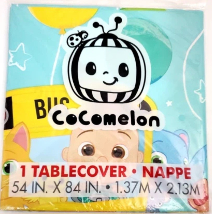COCOMELON TABLECOVER PLASTIC Birthday 54″ X 84″ (1.37m X 2.13m )Table Cover. US