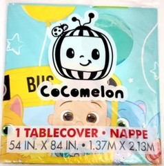 COCOMELON TABLECOVER PLASTIC Birthday 54″ X 84″ (1.37m X 2.13m )Table Cover. US