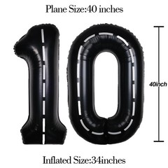 Race Car 40Inch Black 10 Balloon Number Large Helium Race Track 0-9 Giant Dig…