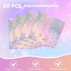 Iridescent Diamond Birthday Party Supplies Decorations, Disposable Holographic