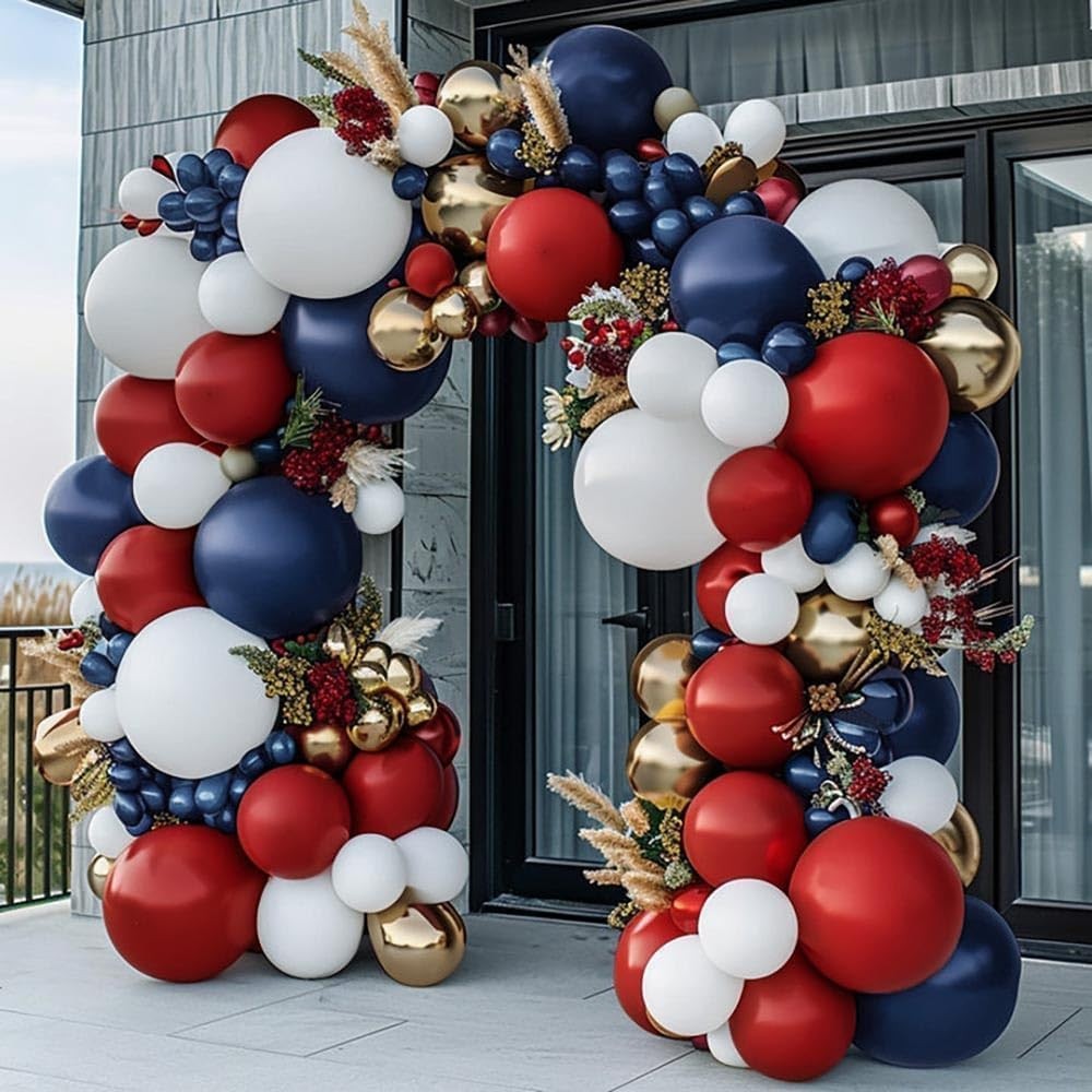 Red White Blue Balloon Arch Double , Navy Blue Dark Ruby Red Balloon Garland …