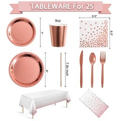 Guudmua 285 Pcs Rose Gold Party Decorations, Birthday Decorations For Women O…