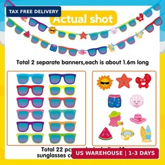 MISS FANTASY Summer Party Banners, Multi Color Rectangular Paper Summer Banner D