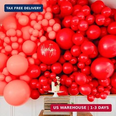 PartyWoo Red Balloons 140 pcs Different Sizes of 18 12 10 5 Inch Red Balloon Arc