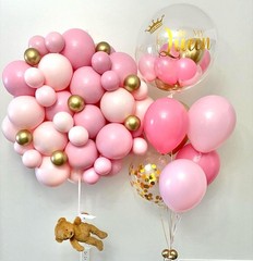 «50PCS 12″» Pink White Gold Balloons Set Birthday Wedding Bridal Shower Party»