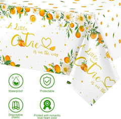 3 Pcs Little Cutie Tablecloth, Little Cutie Baby Shower Theme Decorations Orange