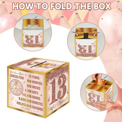 13Th Birthday Pull-Out Money Gift Box for Girls – Pink Rose Gold Happy Sweet 13T