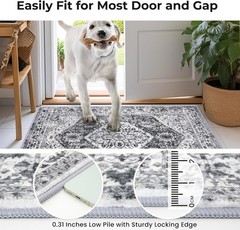 KOZYFLY Runners for Hallways 2×8 Ft Washable 8′ x 2′ (Runner), Grey/Blue