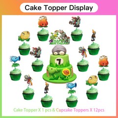 Plants vs Zombies Party Decorations Set Plates Balloons Banner Cake Toppers