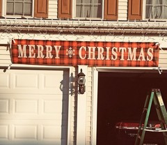 Large Merry Christmas Banner, Red Buffalo Plaid Yard Christmas-G