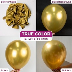 Gold Metallic Chrome Latex Balloons, 100 Pack 12 inch Gold Round Helium Ballo…