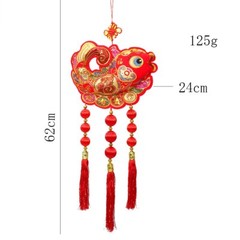 Handmade Weave Chinese Knot Dazzling Fish Koi Carp Rich Red Lantern Tassels