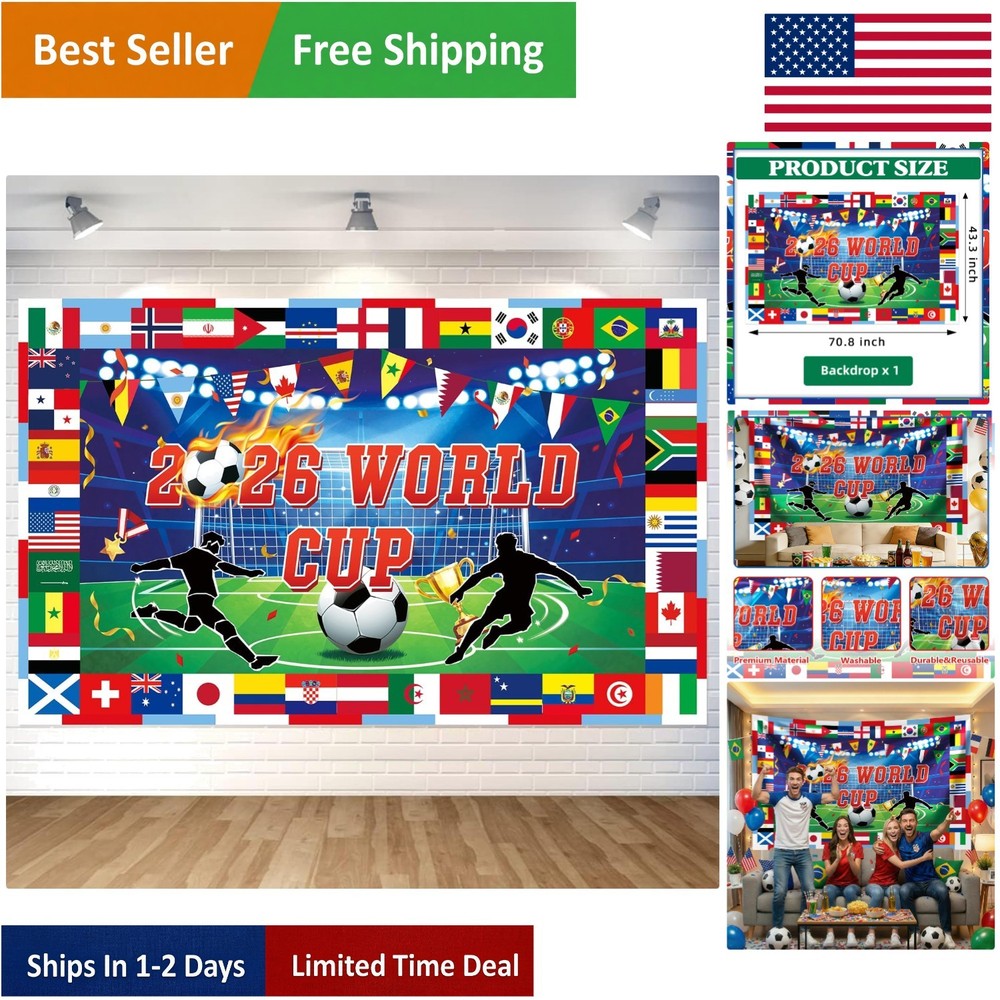 Versatile World Cup Backdrop: 71″ x 43″ Flag Design for Any Soccer Gathering