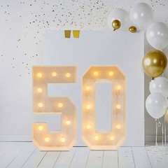 50 Light Up Numbers 100cm Mosaic Marquee Led Sign For 50th Birthday Decorations