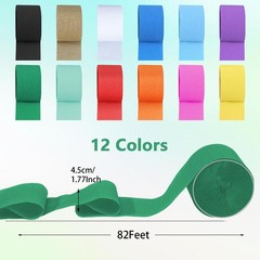 Crepe Paper Streamers 12 Rolls 984ft, 1.77 in x 82 ft, Rainbow Colors
