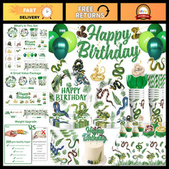 Reptile Snake Birthday Party Supplies – Jungle Theme Decorations, Banner, Cake T