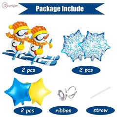 6 Pcs Ski Penguin Balloons Set – 2 Snowflake, 2 Animal Ski Penguin, 2 Star Fo…
