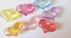 CraftbuddyUS 15pcs x (1.5 x 1 inch) MIXED Colors Acrylic plastic Heart Charms