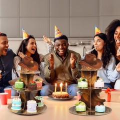 2 Pack Western Cowboy Cupcake Stand – Birthday Party Decoration & Dessert Holder