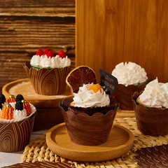 Chengu 60 Pieces Wood Grain Cupcake Wrappers for Woodland Animal Baby Shower Dec