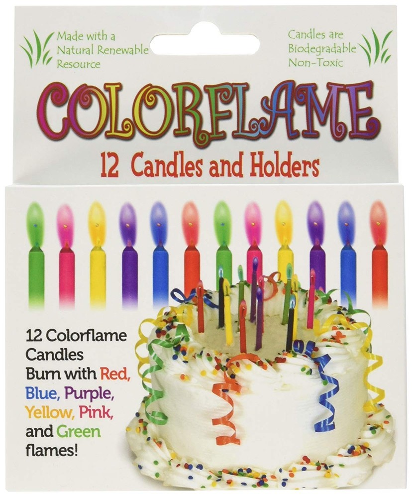 Colorflame Birthday Candles With Colored Flames – 12 Count (Pack of 1), Red