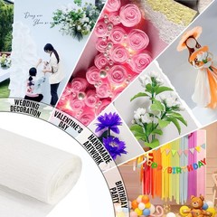 3 Rolls Heavy Duty White Crepe Paper For Flowers DIY Crafts 17×98 Inch