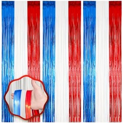 3 Pack 3.3 x 8.2 ft Red White and Blue Foil Fringe 33 Red White and Blue