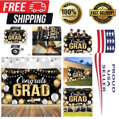 Stunning 72×44 Inch Black and Gold Congrats Grad Banner for 2026 Celebrations