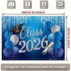 Party Backdrop 2D Flat Banner 2026 Graduation Cap Diploma Balloons Backdrop ☋