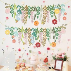 2 Pack Flower Banner, Colorful Floral Leaf Garland, Double-Sided Waterproof B…