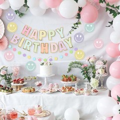 Pre-Strung Happy Banner, NO DIY Decorations with Circle Dot Garland and Prepp…
