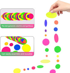 120Feet UV round Dot Paper Neon Garland Neon Streamers Decorations UV Reactive B