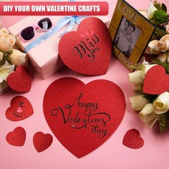 Red Glitter Heart Cutouts 96 PCS Assorted Size Fits 11.8/8.5/3.9/2.8 Inch