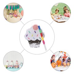 Ice Cream Cake Pinata w/ Stick Holiday Decoration Surprise Candy Party Pinata