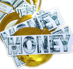 Money Theme Decoration KIT Bill Dollar Signs Birthday Banner & Hanging Swirls Mo