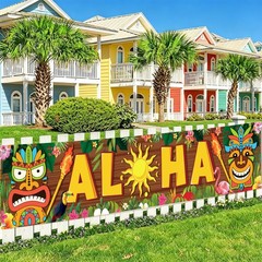 Luau Party Decorations Hawaiian Aloha Sign Banner Tiki Bar Decor Favors Tropi…