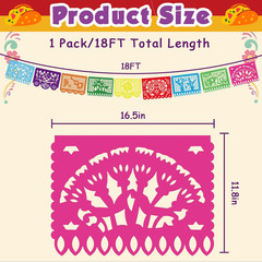 Cinco De Mayo Decorations – Papel Picado Banner Streams | Mexican Theme Birthday