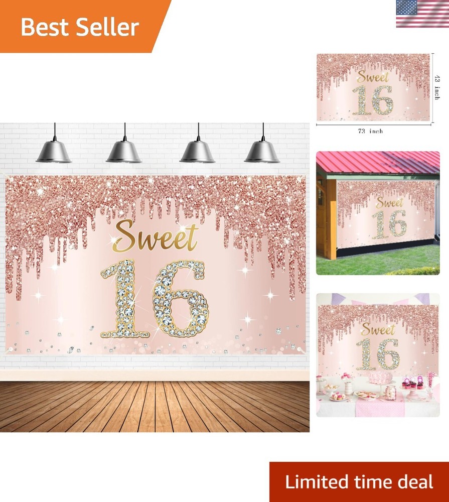 Stylish Rose Gold 16th Birthday Banner – Perfect Backdrop for Celebrating Girls
