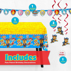 Paw Patrol Tablecloth and Paw Patrol Birthday Banner with Swirls | Birthday Deco