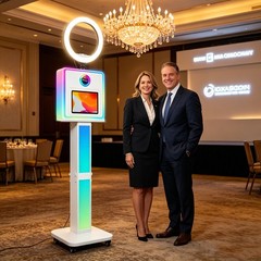 iPad Photo Booth Kiosk Portable Selfie Station with RGB Light Ring Fill Light
