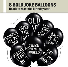 Funny Abusive Balloons | Fun Decoration for Adult Birthday Party | 8 Pack with D
