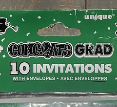 Graduation Invites Pack of 10, 3 Count (30 In Total) Green & Black, W/envelopes