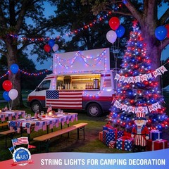 91.5ft Connectable Patriotic Lights – Outdoor Waterproof