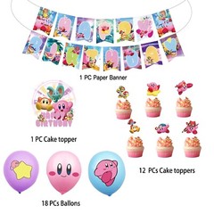 Kirby Star Video Game Theme Birthday Party Decorate Supplies Set US Seller
