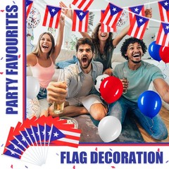 54 Pc Puerto Rico Party Decorations Set – 2 Puerto Rican Flag Banners, 10 Min…