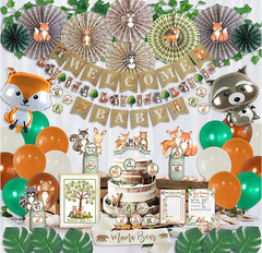 268 Piece Woodland Forest Animal Theme Baby Shower Decorations Pack
