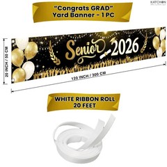 Xtralarge 2026 Graduation Decorations Yard Banner – 120×20 Inch | Senior 2026 C.