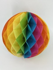 Vintage Multicolor Honeycomb Tissue Paper Ball Decor Lot of 3 14” Diameter
