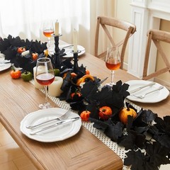 2 Pack Halloween Garlands Black Maple Leaf Garland 13Ft Black Hanging Vines f…