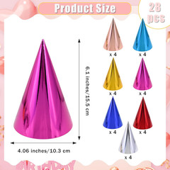 CANREVEL 28 PCS Pre-Assembled Party Hats for Adults, Party Supply for Party Deco